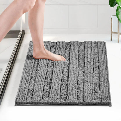 Deconovo Grey Bathroom Rugs - Small Bathroom Mat Extra Soft Plush Bathroom Rugs Non Slip Bath Mats for Bathroom Absorbent Thick Indoor Door Mat Premium Bath Rugs 17"x 24"