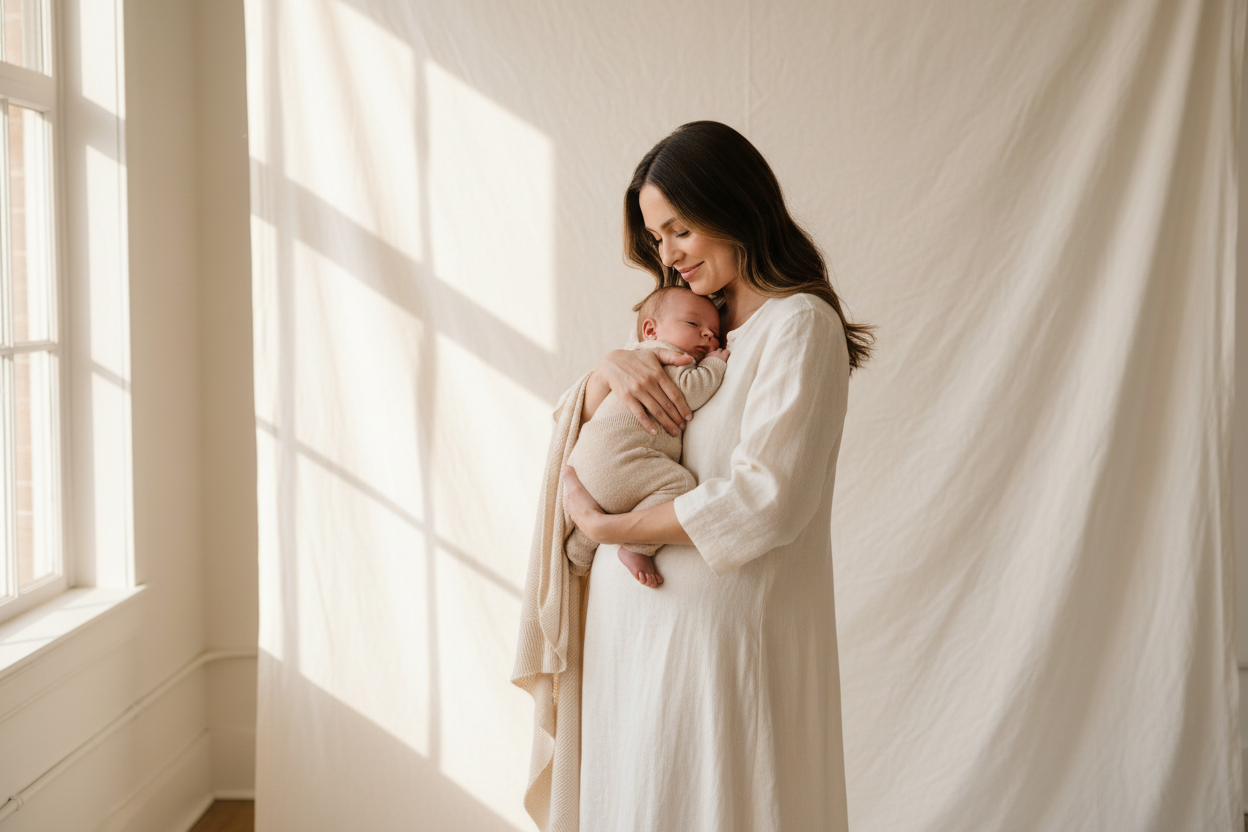 a mother and baby experiencing timeless elegance with effortless comfort 